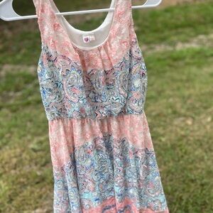 AUW Kids Dress in Pink and Blue Paisley